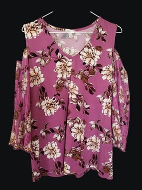 Cato Mauve Pink Floral Cold Shoulder Blouse